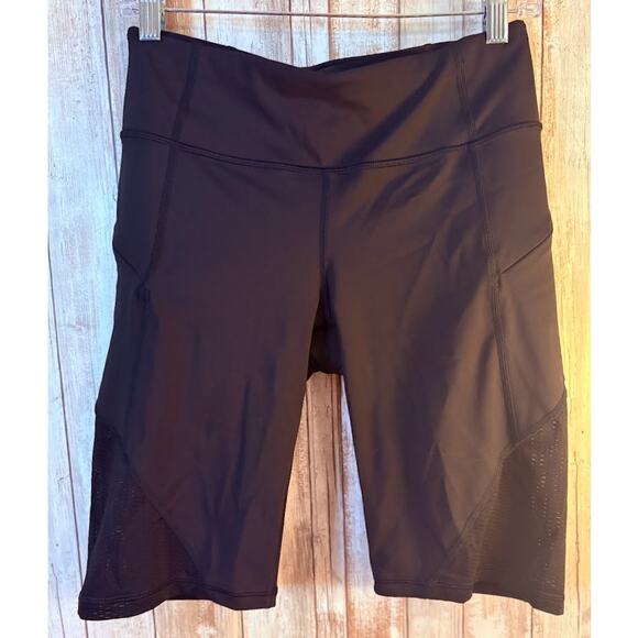 Athleta Black Biker Shorts with Mesh Inserts - Size ST Tall - Picture 1 of 8